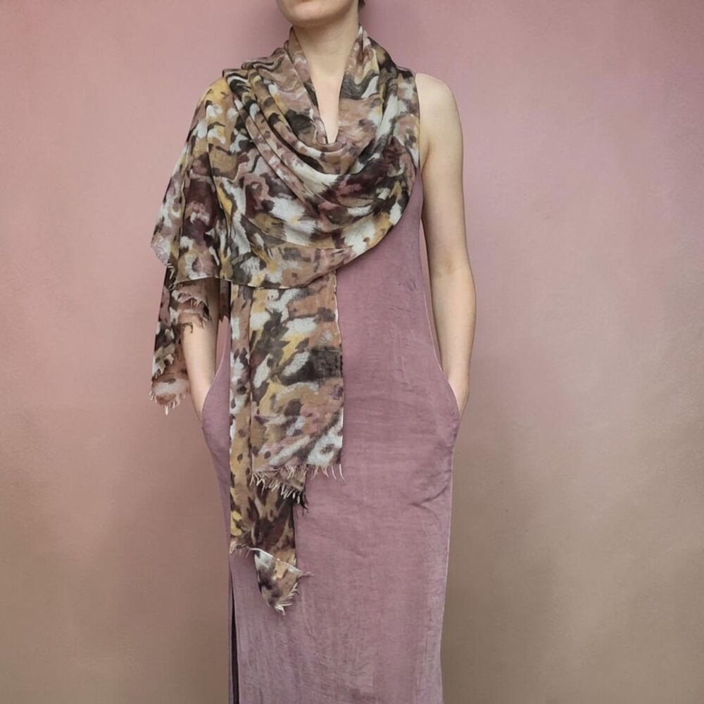 Earth-Toned Semi-Sheer Scarf / Wrap